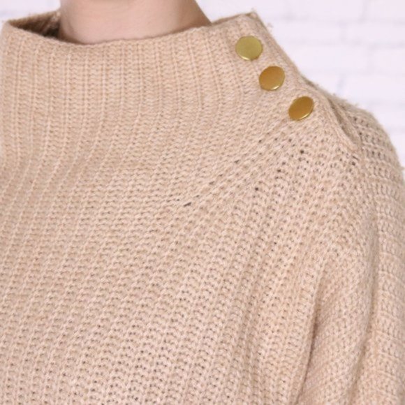 NWT merino wool blend nude mock neck sweater b2 - Picture 4 of 5